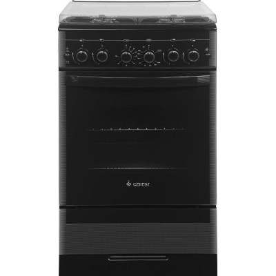 Газовая плита GEFEST ПГ 5300-02 0046,  газовая духовка,  стеклянная крышка,  чугун, черный