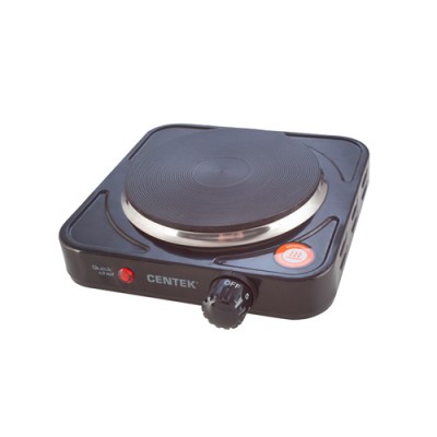 Плитка электрическая Centek CT-1506 черная, 1 конфорка, чугун 155мм, 1000Вт, индикатор работы