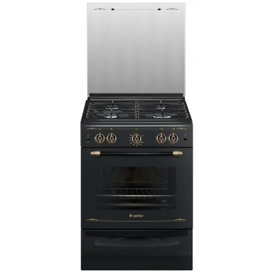 Газовая плита GEFEST ПГ 6100-02 0187,  газовая духовка,  стеклянная крышка,  чугун, черный