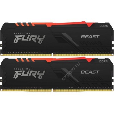 Оперативная память Kingston Fury Beast KF432C16BB2AK2/16 DDR4 -  2x 8ГБ 3200МГц, DIMM,  Ret