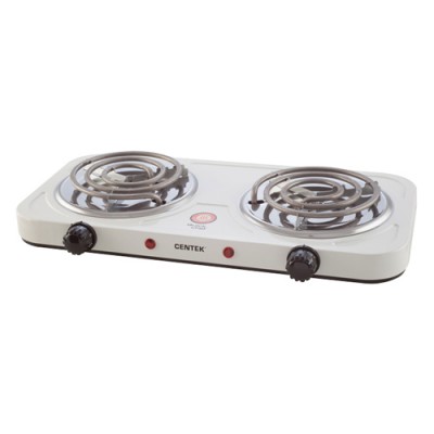 Плитка электрическая Centek CT-1509 белая, 2 конфорки ТЭН 140мм, 2000Вт, индикатор работы