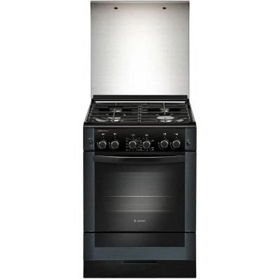 Газовая плита GEFEST ПГ 6300-02 0046,  газовая духовка,  стеклянная крышка,  чугун, черный