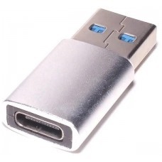 Адаптер USB2.0 PREMIER 6-071,  USB 2.0 A(m) (прямой) -  USB Type-C (f) (прямой),  серебристый