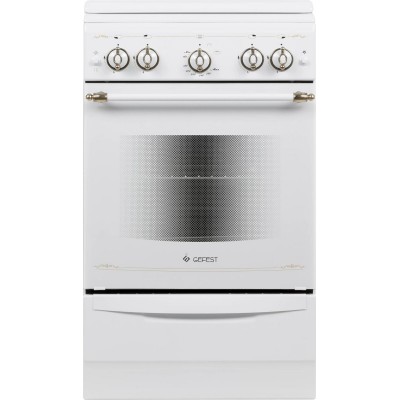 Газовая плита GEFEST ПГ 5100-02 0185,  газовая духовка,  металлическая крышка,  чугун, белый