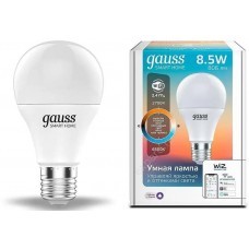 Умная лампа GAUSS Smart Home E27 белая 8.5Вт 806lm Wi-Fi (1шт)
