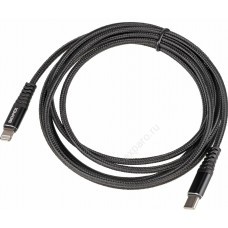 Кабель PD quick charge,  Lightning (m) -  USB Type-C (m),  2м,  черный