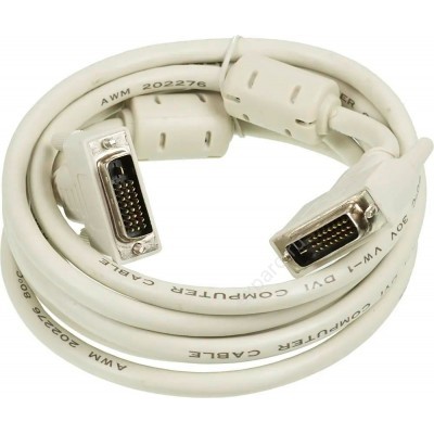 Кабель DVI NingBo DVI-D Dual Link (m) -  DVI-D Dual Link (m),  ферритовый фильтр ,  3м,  блистер,  серый [rd-dvi-3-br]